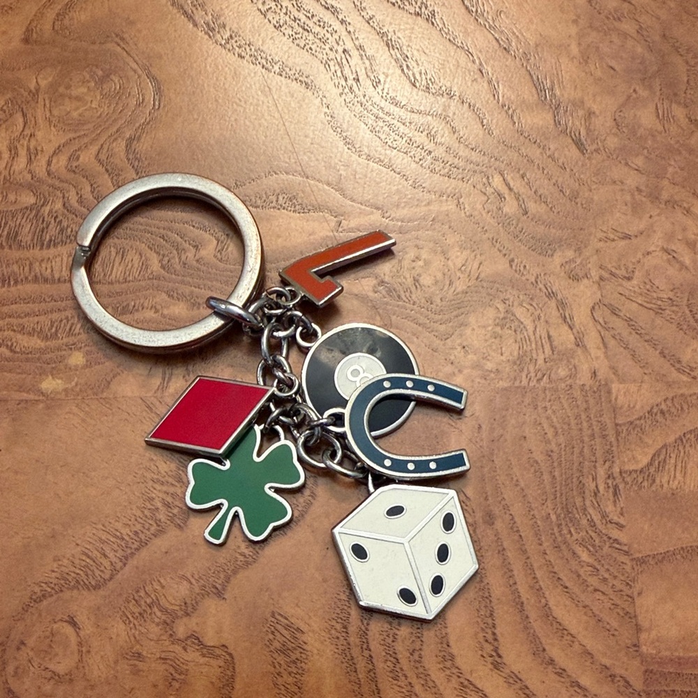 Coach Rare Vegas Exclusive Keychain with Red, Green, Blue, White Charms
